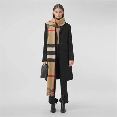 burberry check cashmere oversized scarf